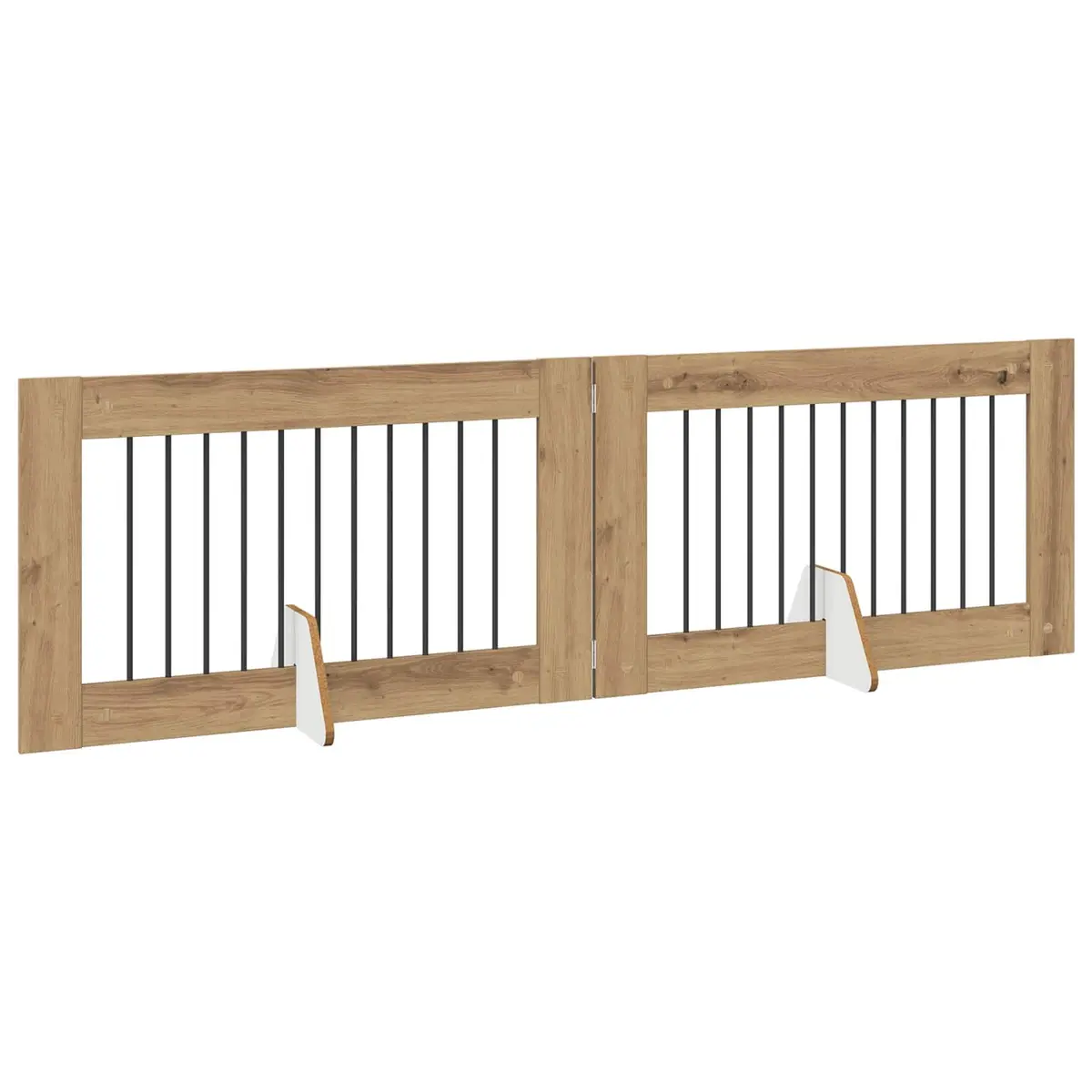 Foldable Dog Gate with Stands 2 pcs Brown 200.5 cm Pet Fence Portable Indoor