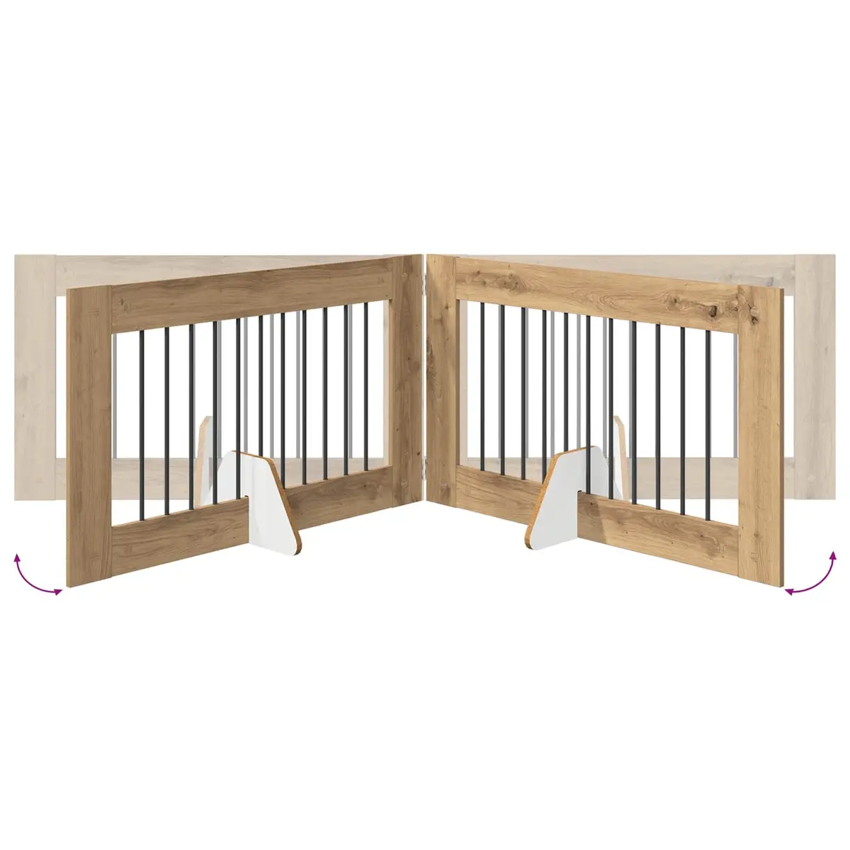 Foldable Dog Gate Indoor 6 Piece Brown Portable Pet Fence