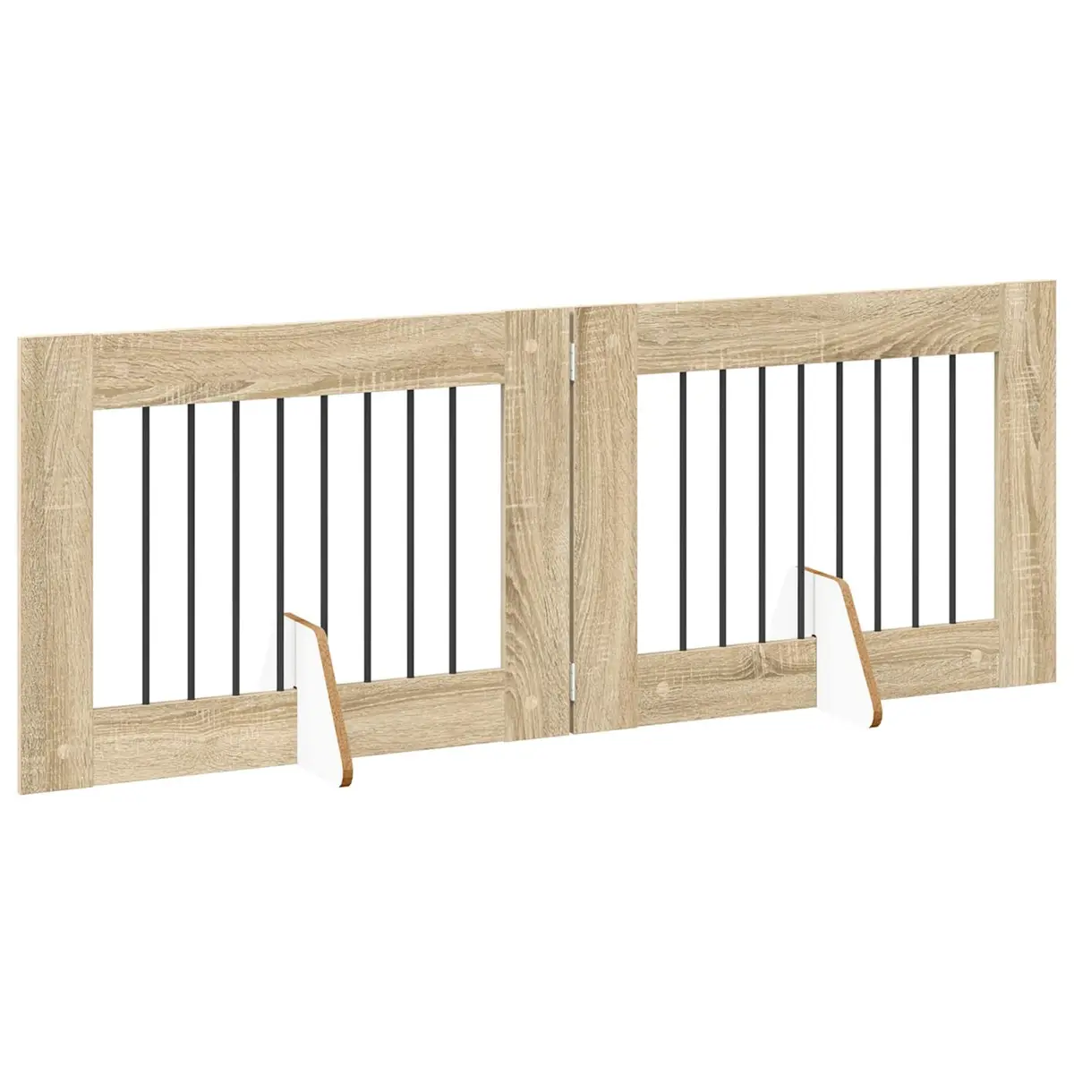 Foldable Dog Gate with Stands 2 pcs Brown 160.5 cm Pet Fence Indoor