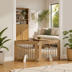 Foldable Dog Gate - Brown, 160.5 cm, 2 pcs Set