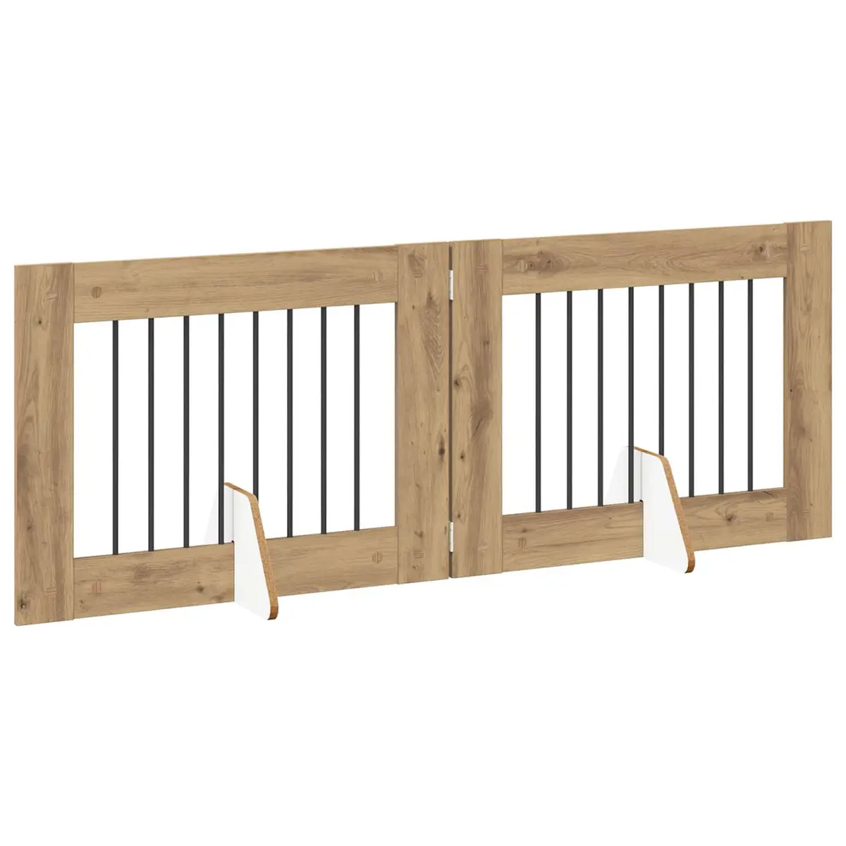 Foldable Dog Gate with Stands 2 pcs Brown 160.5 cm Indoor Pet Fence Portable