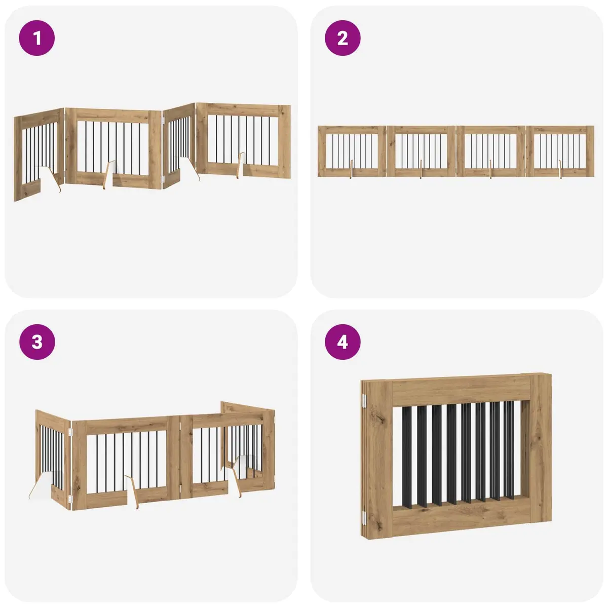 Foldable Dog Gate Indoor Use 321cm Pet Barrier Freestanding Puppy Fence