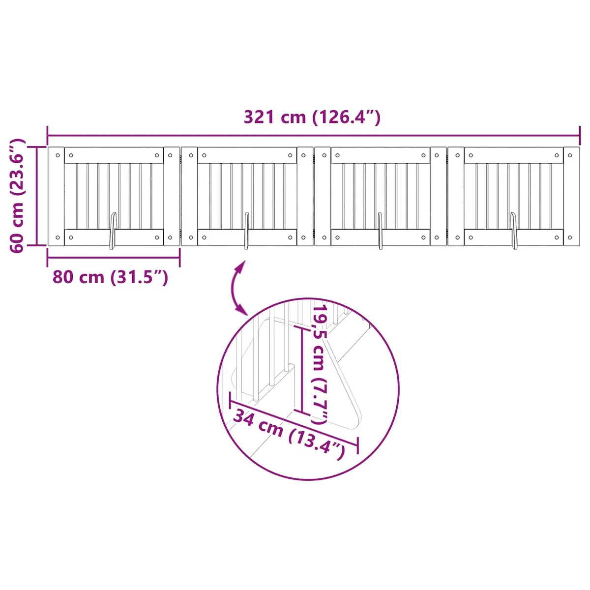 Foldable Dog Gate Indoor Use 321cm Pet Barrier Freestanding Puppy Fence