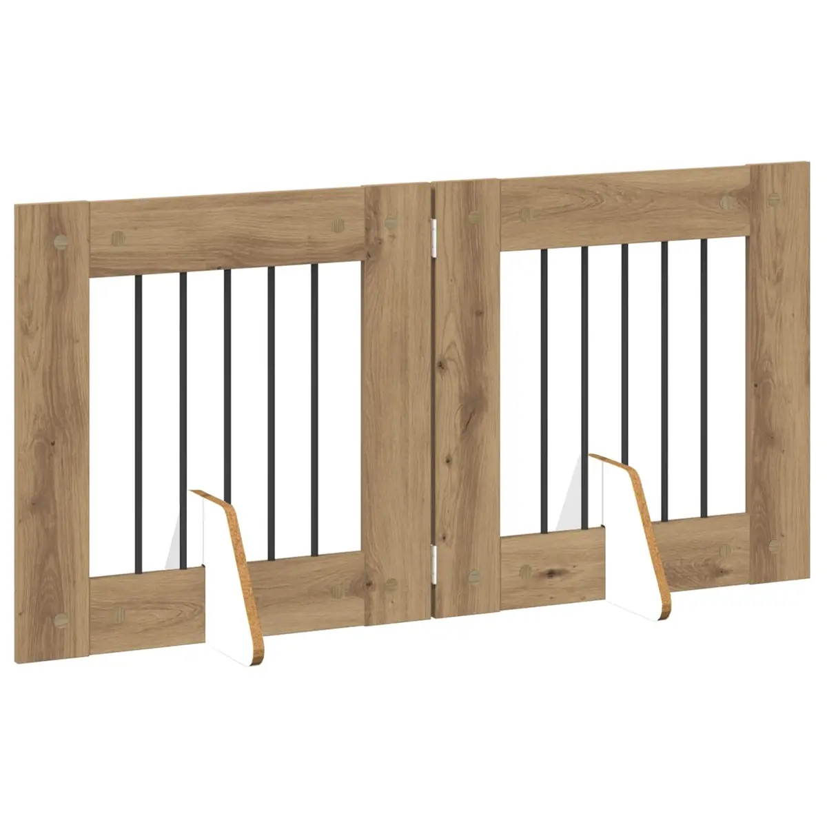 Foldable Dog Gate for Indoor Use 120.5cm Brown 2 Piece Pet Fence