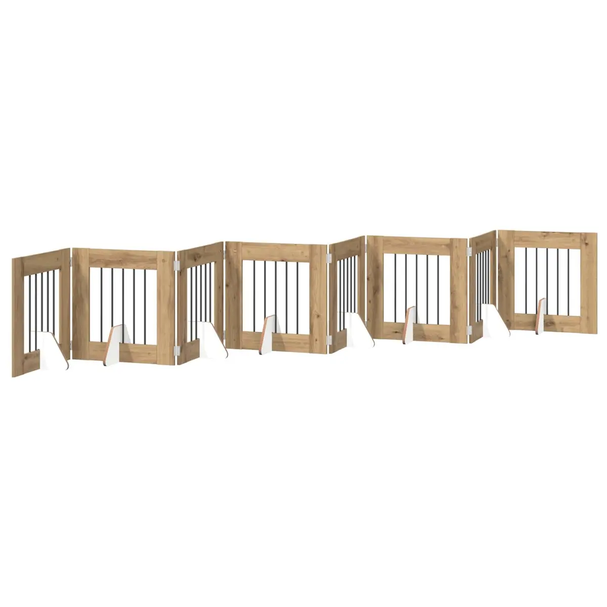 Foldable Dog Gate with Stands 8 pcs Pet Barrier Indoor Room Divider 60cm Oak