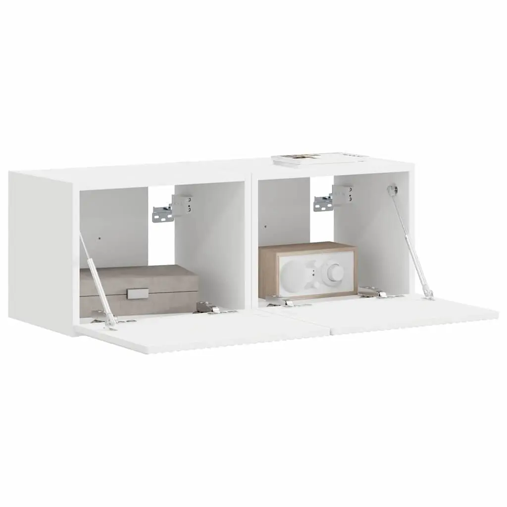 White Modern TV Wall Cabinet Set for Storage