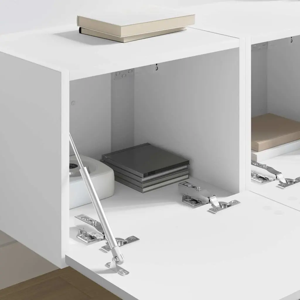 White Modern TV Wall Cabinet Set for Storage