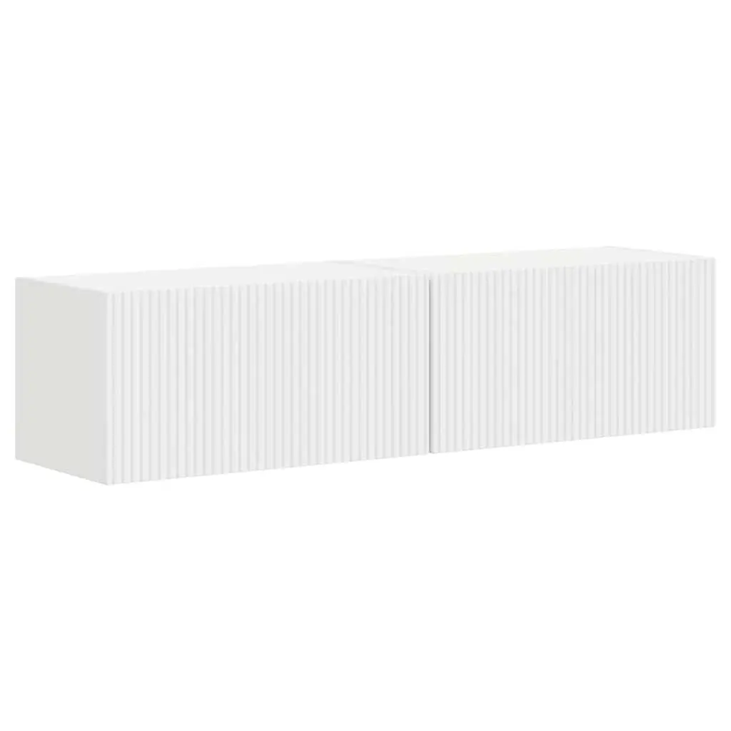 TV Wall Cabinet Living Room White Modern Storage Unit 2 Pieces