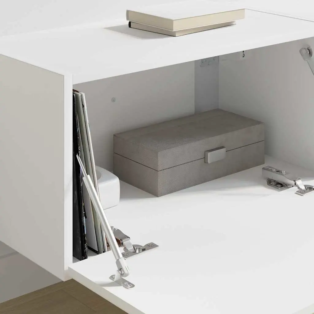 TV Wall Cabinet Living Room White Modern Storage Unit 2 Pieces