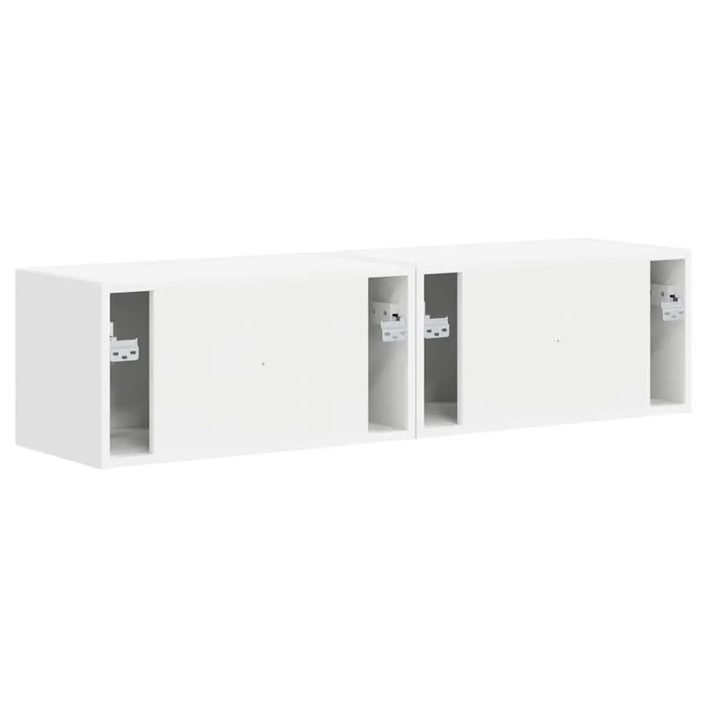 TV Wall Cabinet Living Room White Modern Storage Unit 2 Pieces