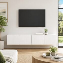 TV Wall Cabinet Set: White Modern Storage Dimensions 78.5x31x29.5 cm