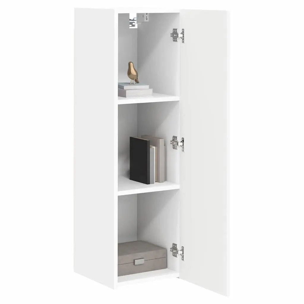 Wall-Mounted White TV Storage Unit Set