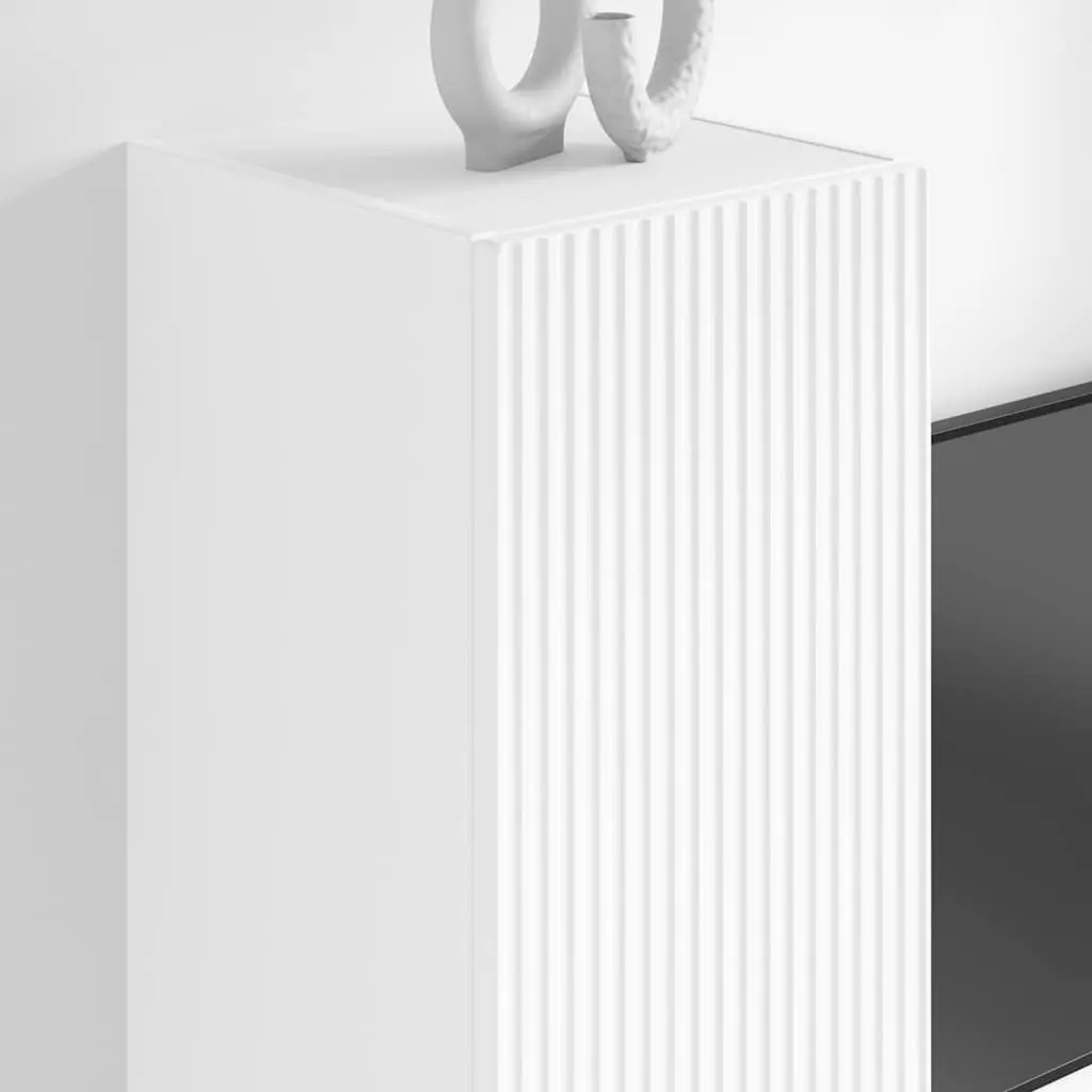 Wall-Mounted White TV Storage Unit Set