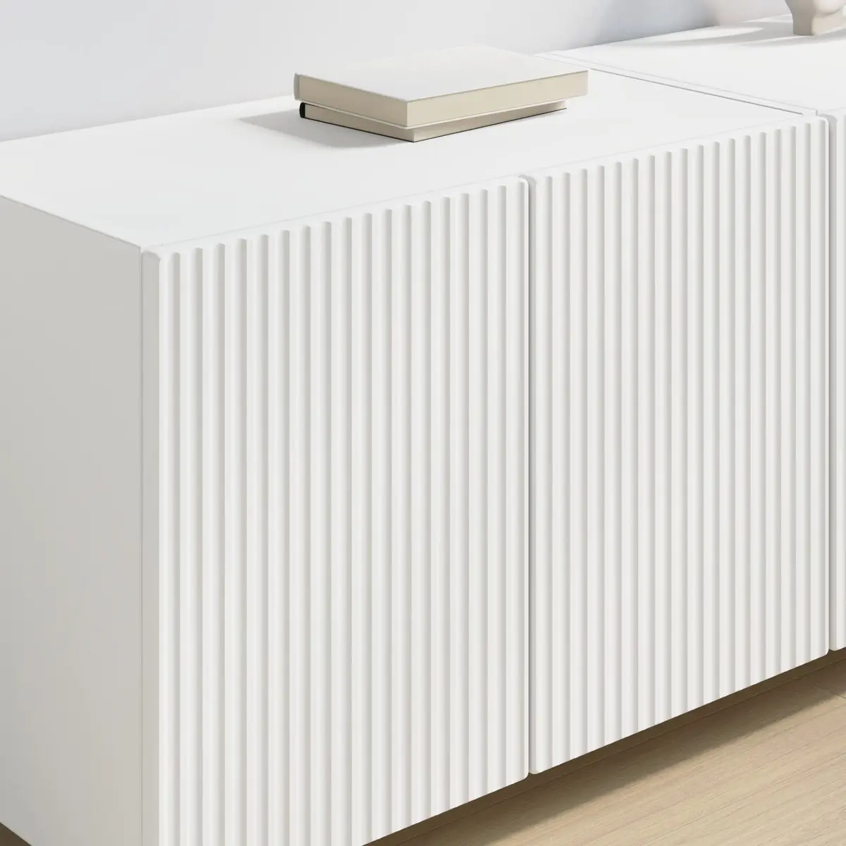 White TV Wall Cabinet Set, 2 Pieces