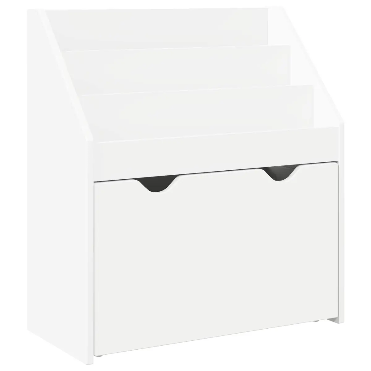 Kids Bookshelf White Storage Cabinet Shelves Drawers Bedroom 60 x 29.5 x 69 cm