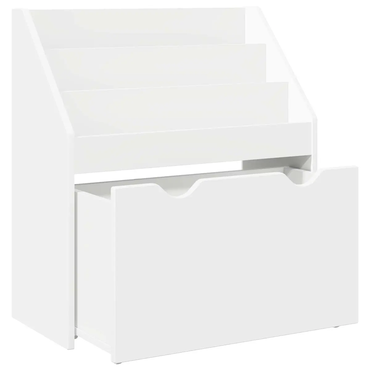 Kids Bookshelf White Storage Cabinet Shelves Drawers Bedroom 60 x 29.5 x 69 cm