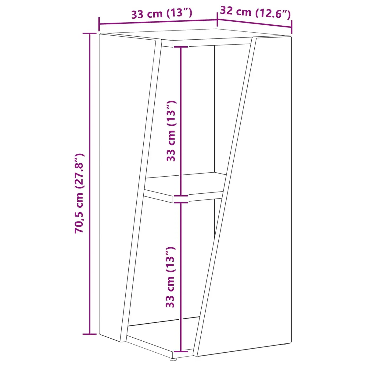 33 x 32 x 70.5 cm White Bookcase