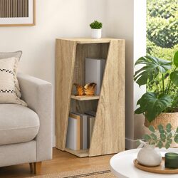 Side Shelf Unit: 33x32x70.5cm Brown Engineered Wood