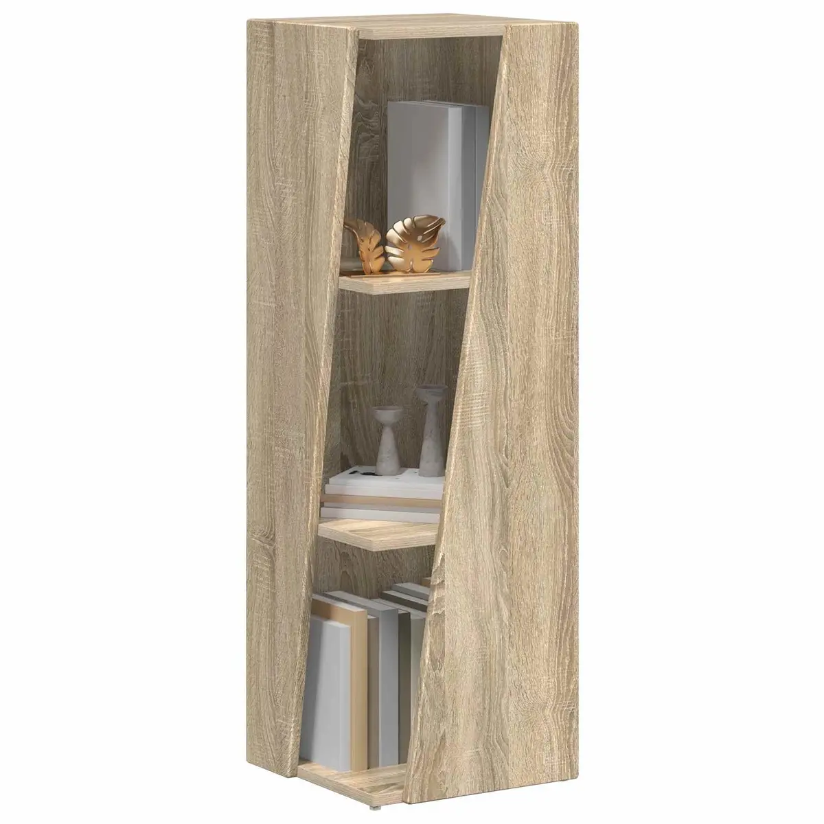 Side Shelf Bookcase Storage Unit for Living Room Bedroom Kitchen Study Brown Engineered Wood 33 x 32 x 100.5 cm
