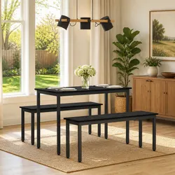 Black Engineered Wood Dining Bench: Specs and Details