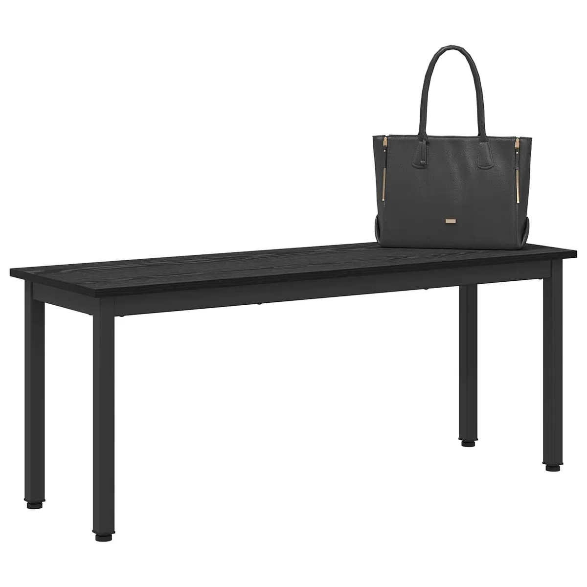 Dining Bench Living Room Black Engineered Wood Rectangle