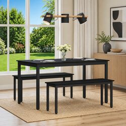 Dining Table 140x80x75 cm - Engineered Wood and Metal Frame