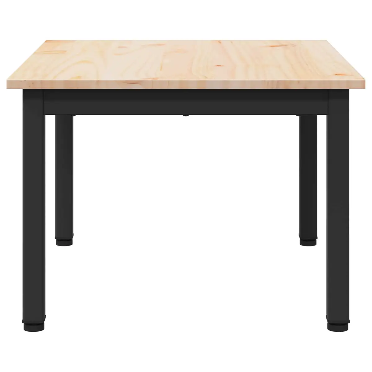 Coffee Table Living Room Square Natural Wood Top Metal Legs 60 x 50 x 36 cm
