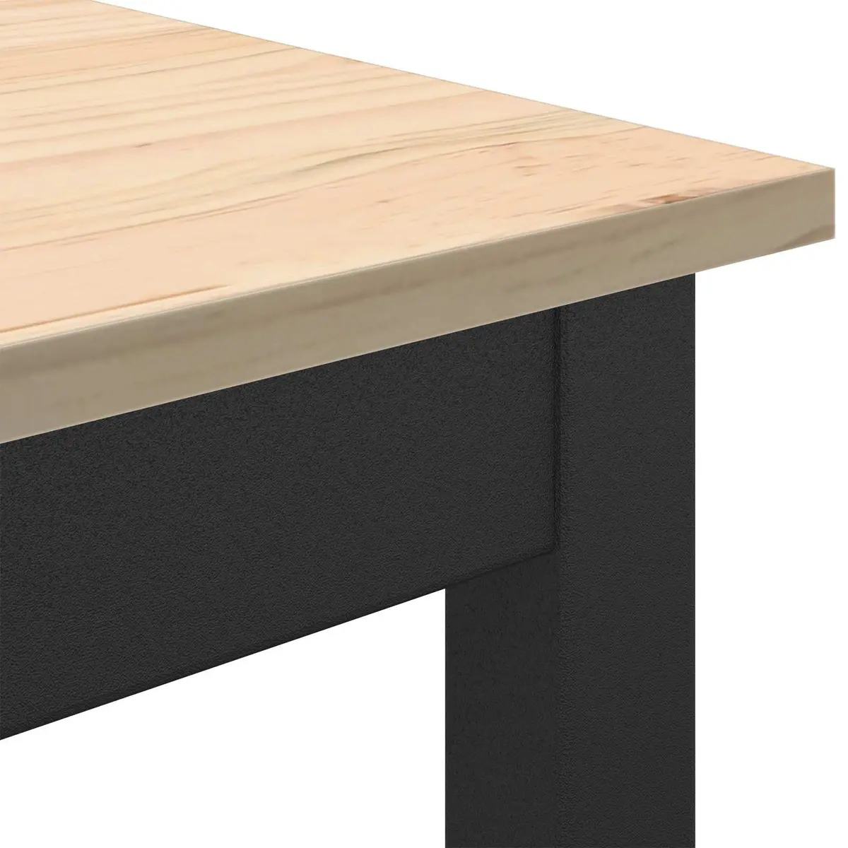 Coffee Table Modern Design Solid Pine Wood Top Square Metal Legs Living Room