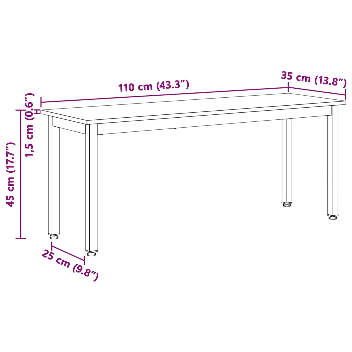 Solid Pine Wood Bench Dining Patio Entryway Natural Brown 110x35x45cm
