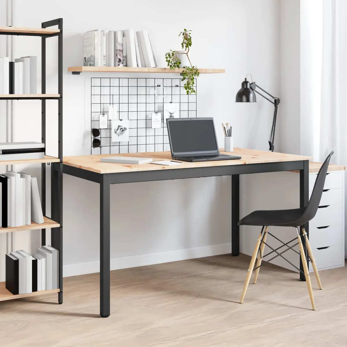 Dining Table 140x80x75cm Natural Solid Pine Wood Kitchen Room Furniture