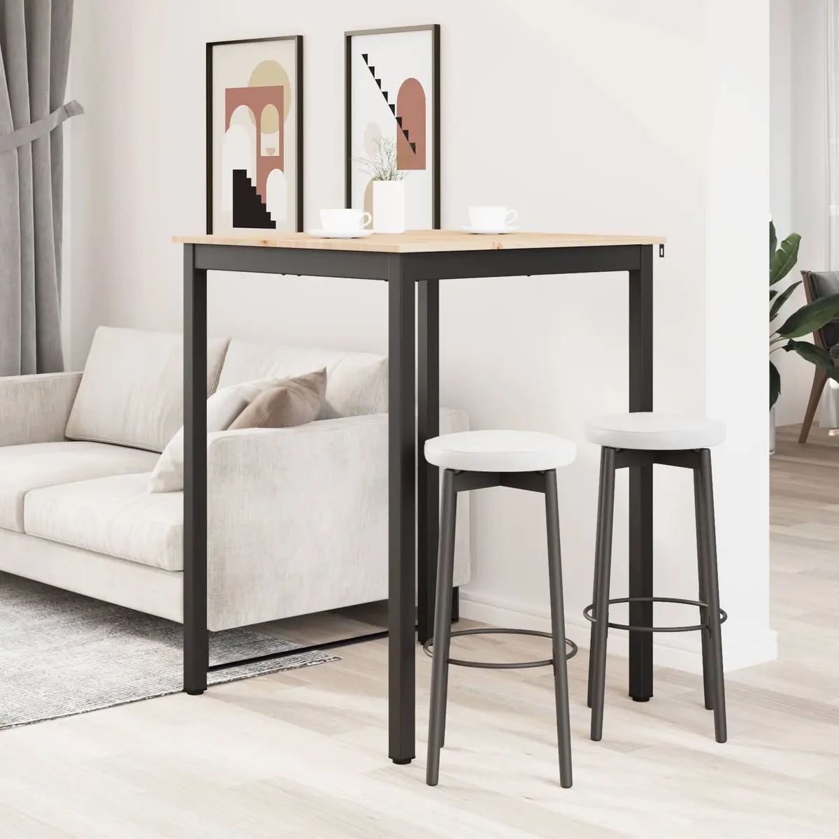 Bar Table 80x80x105cm Solid Pine Wood Kitchen Dining Room Modern Industrial
