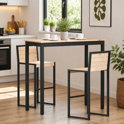 110cm Bar Table - Solid Pine Wood Top and Metal Base