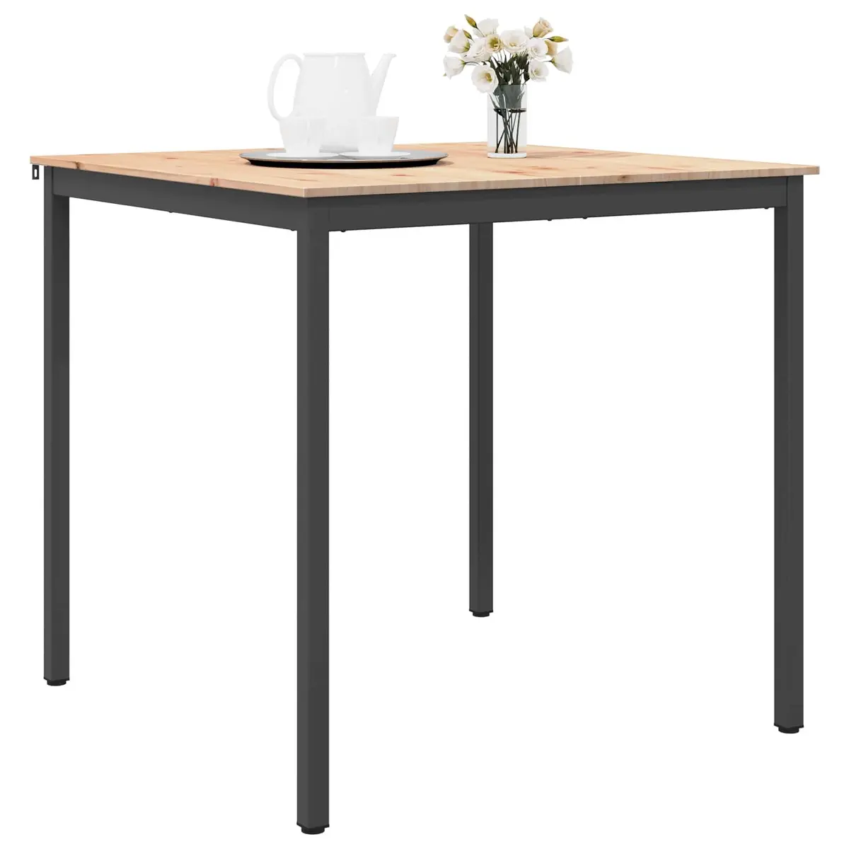 Bar Table Kitchen Dining Room Solid Pine Wood Metal Legs H-Shaped Support 110cm