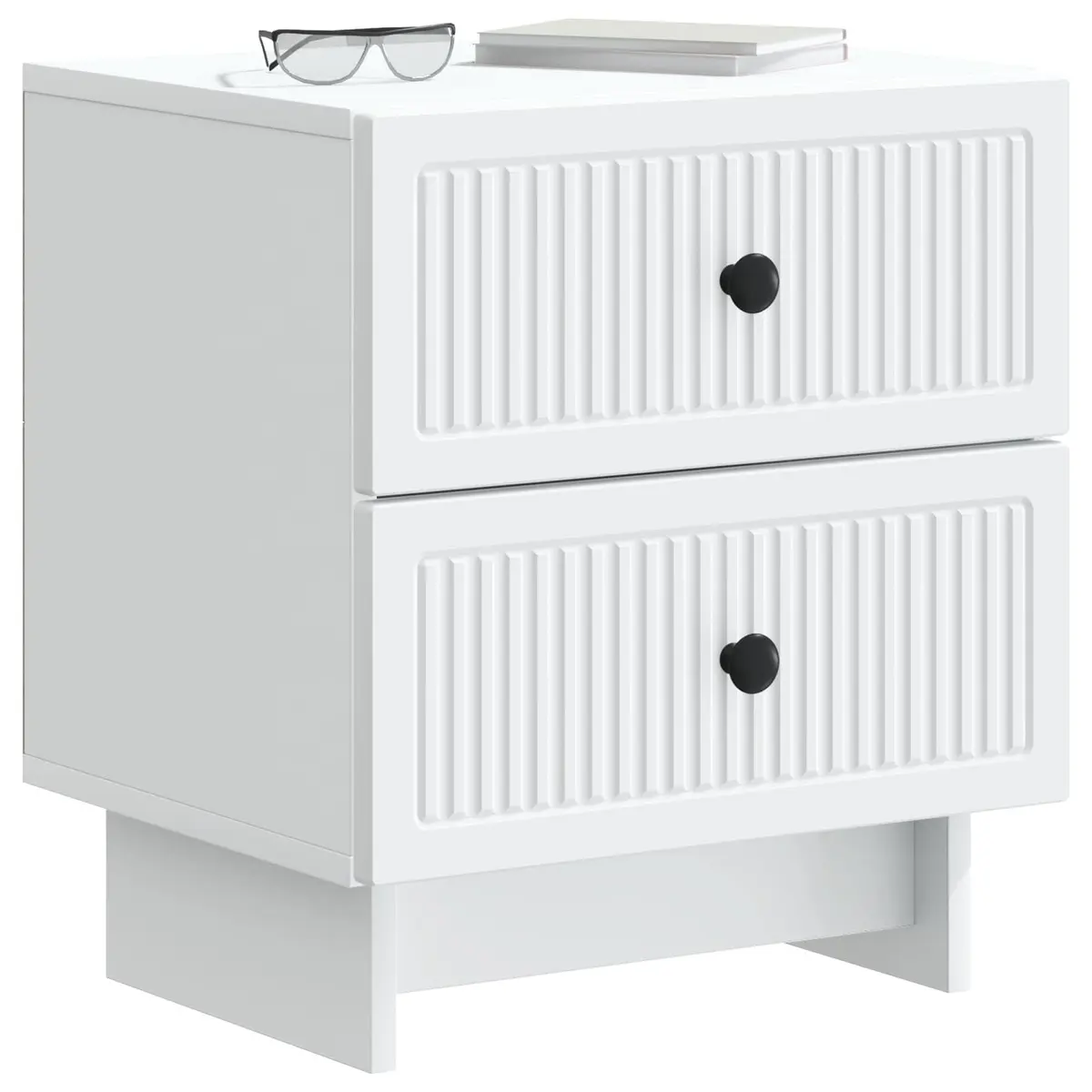 Bedside Cabinet White Vintage Modern 43 x 34.5 x 47.5 cm Storage Nightstand Table