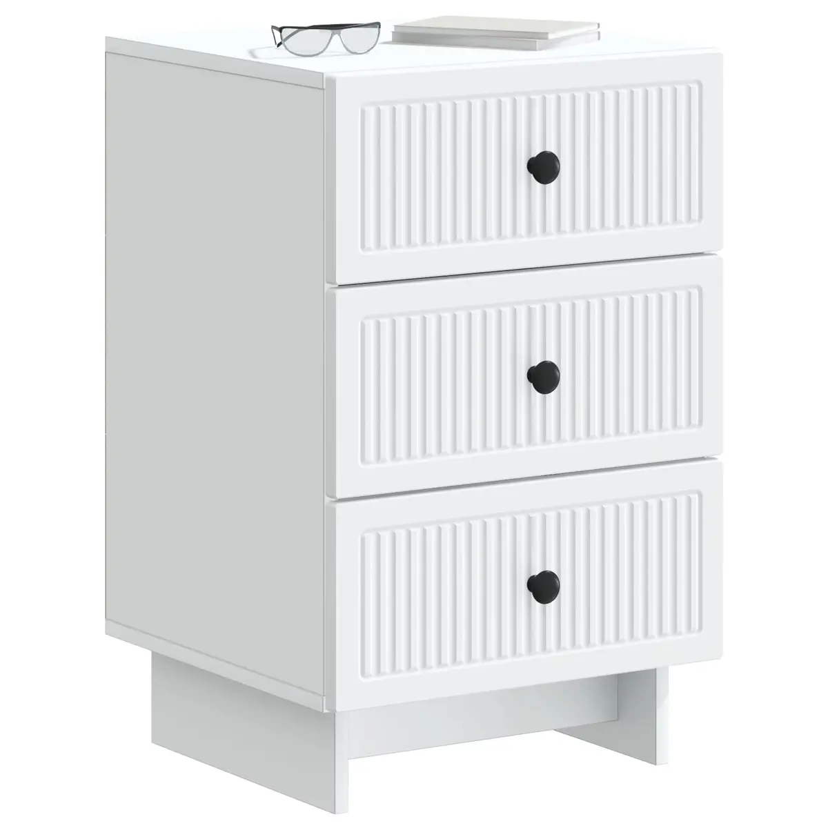 Bedside Cabinet White 43x41x66.5cm Engineered Wood Bedroom Storage Drawers
