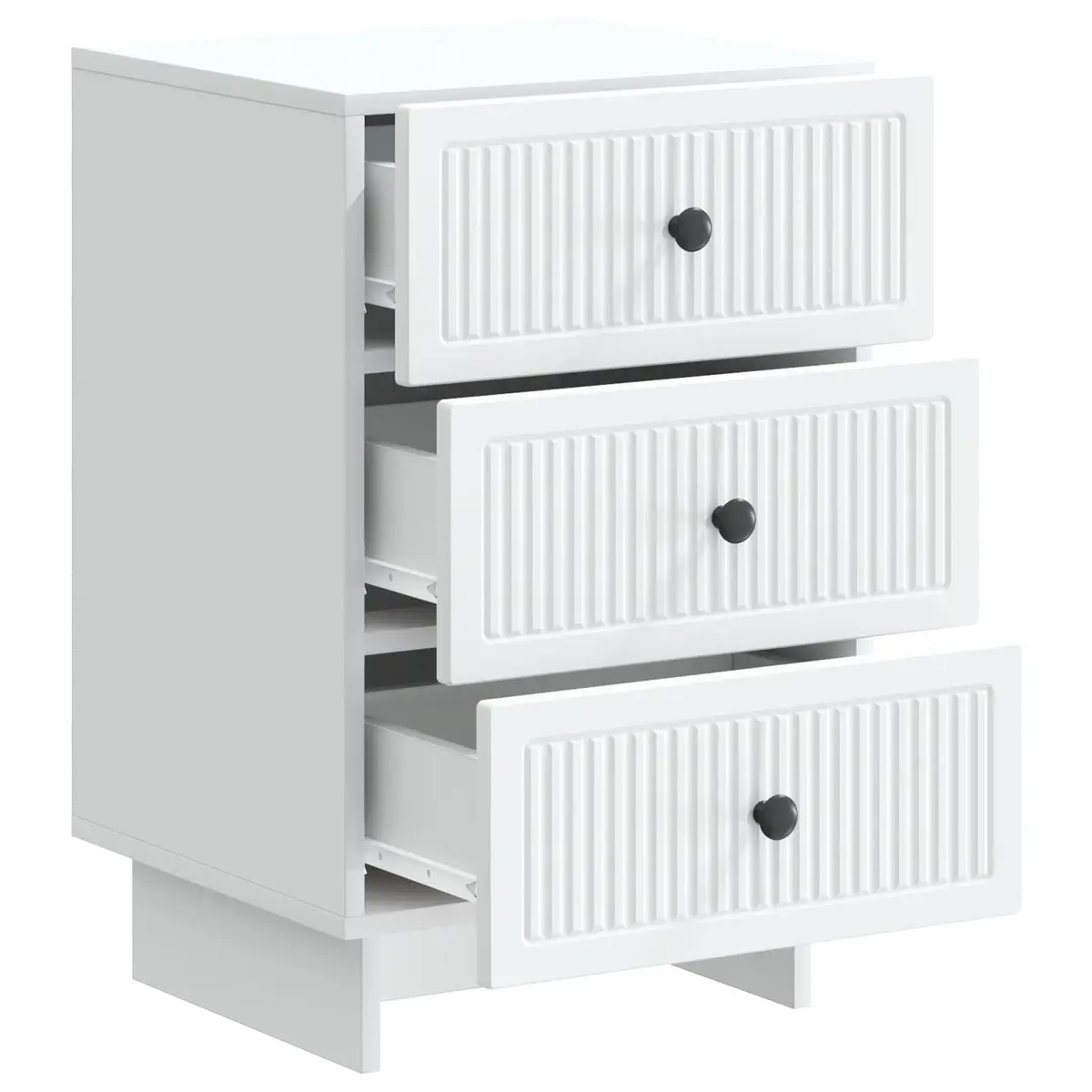 Bedside Cabinet White 43x41x66.5cm Engineered Wood Bedroom Storage Drawers