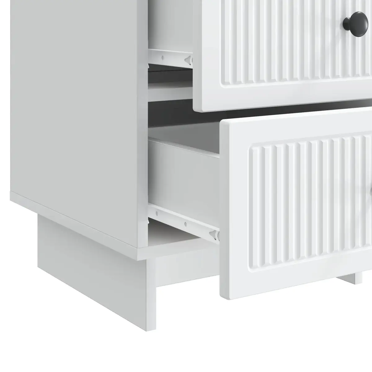 Bedside Cabinet White 43x41x66.5cm Engineered Wood Bedroom Storage Drawers