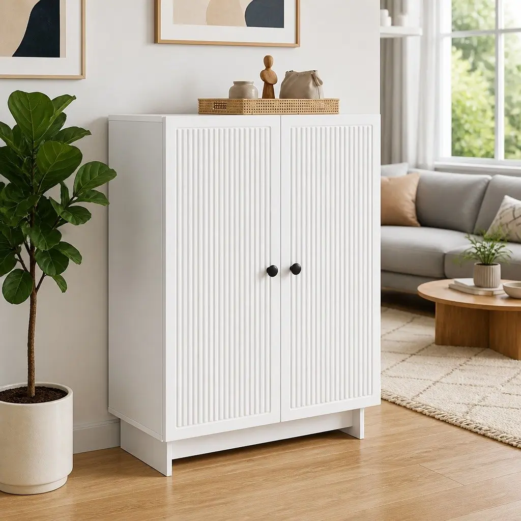 Sideboard White 66 x 34.5 x 90 cm Storage Cabinet Living Room Dining Furniture