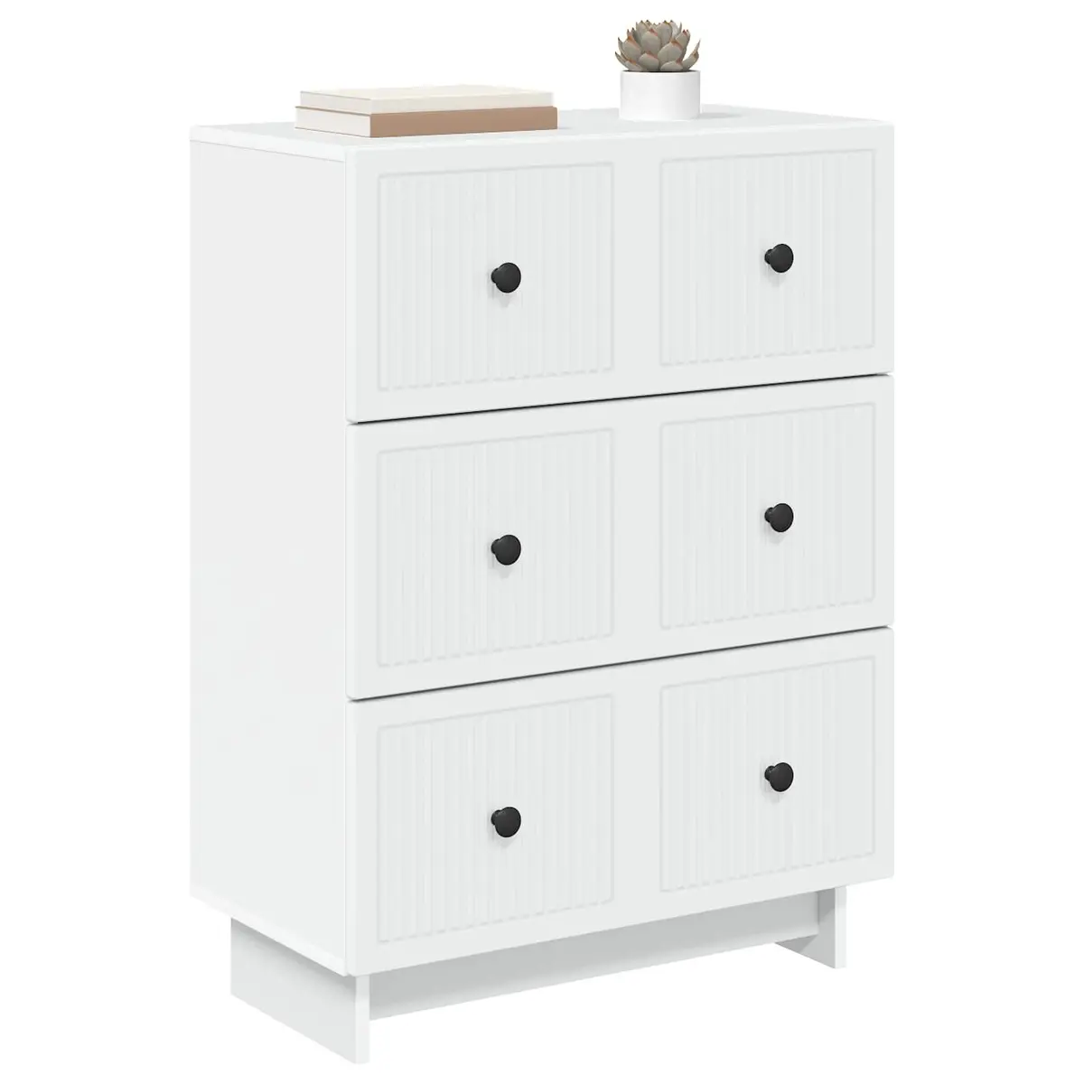 Drawer Cabinet White Storage Living Room Bedroom 66 x 34.5 x 90 cm Engineered Wood Modern Vintage