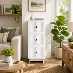Compact White Drawer Cabinet - 33 x 34.5 x 90 cm