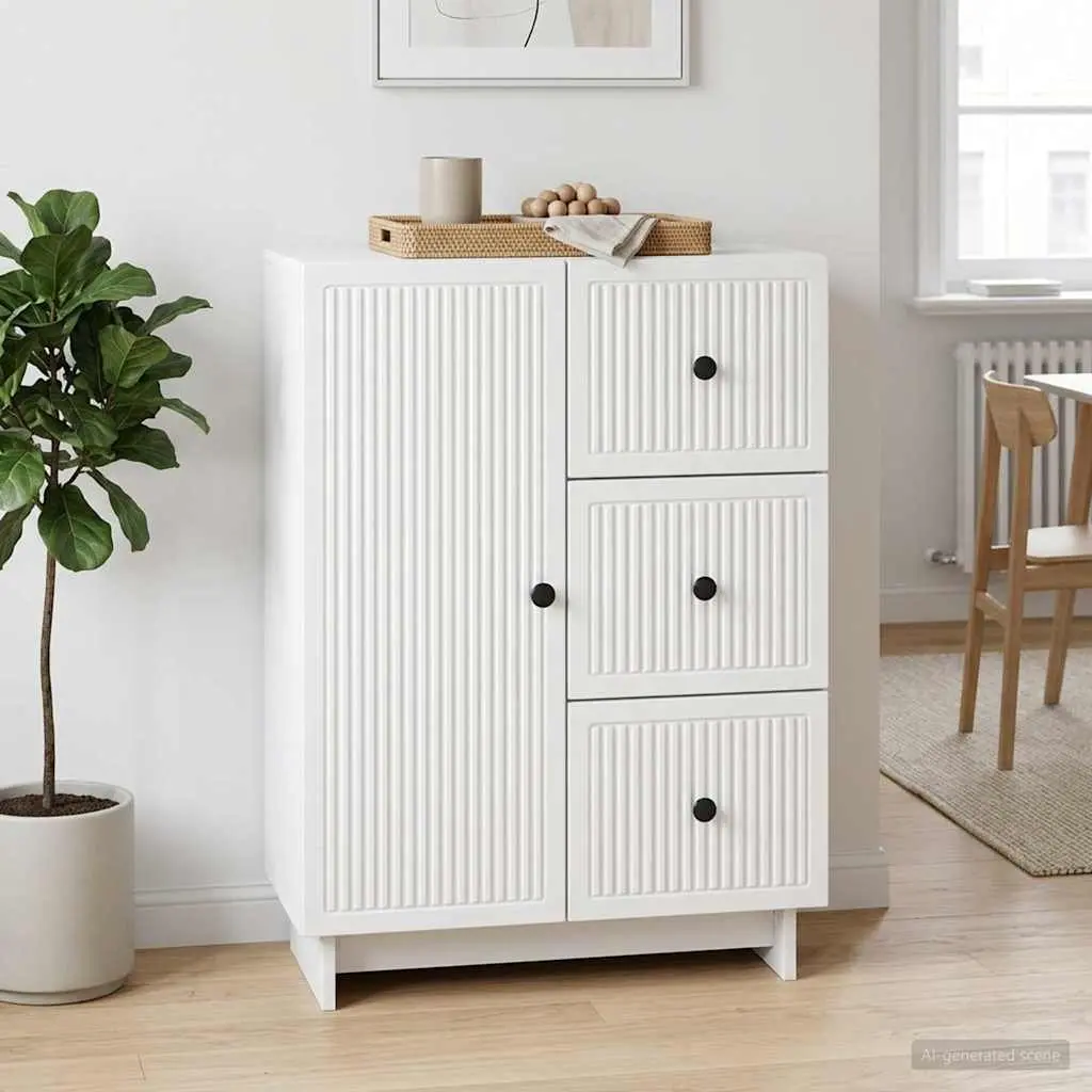 White Sideboard Storage Cabinet for Living Room Dining 66 x 34.5 x 90 cm