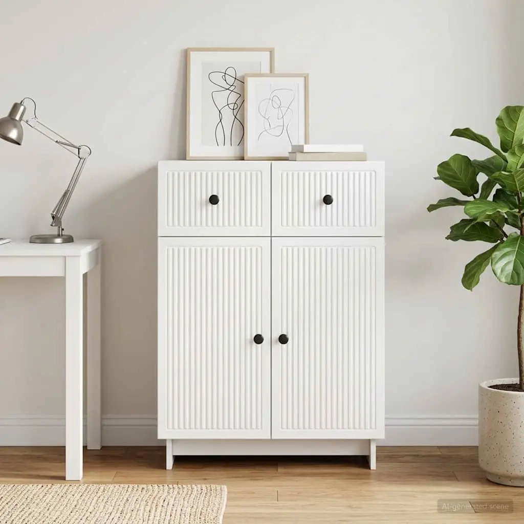 White Sideboard Storage Cabinet for Living Room 66x34.5x90cm Engineered Wood Furniture