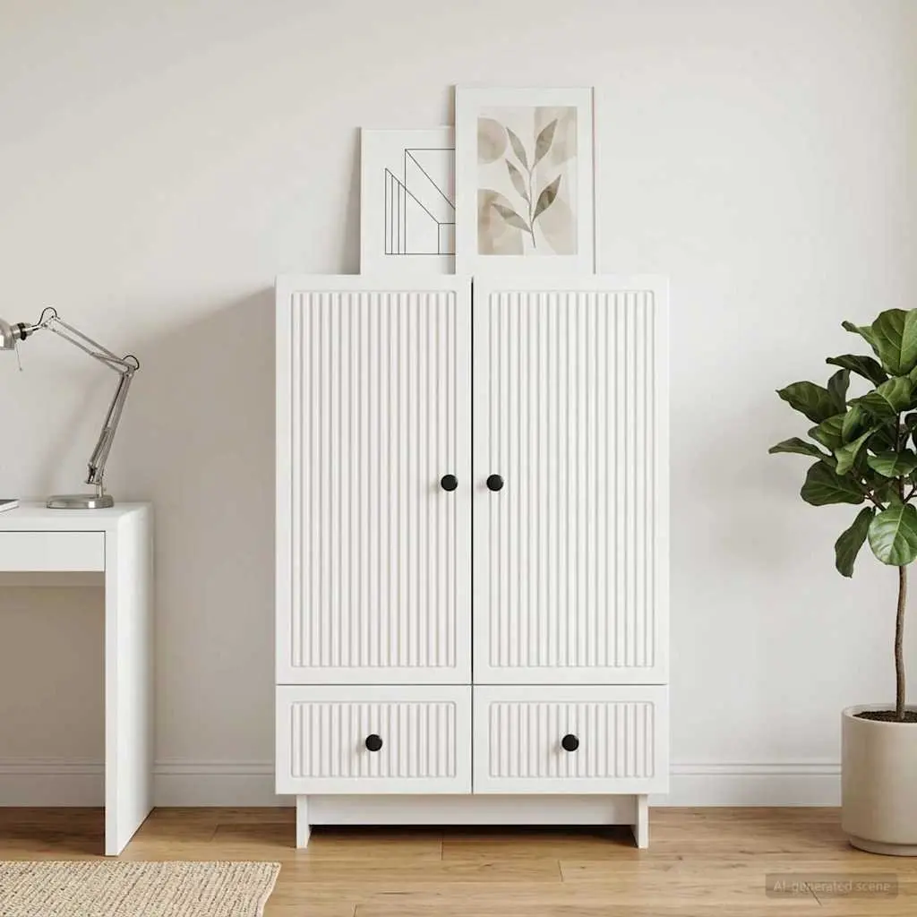 White Sideboard Storage Cabinet for Living Room Dining Area 66 x 34.5 x 95 cm