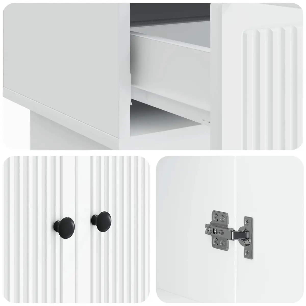 White Sideboard Storage Cabinet for Living Room Dining Area 66 x 34.5 x 95 cm