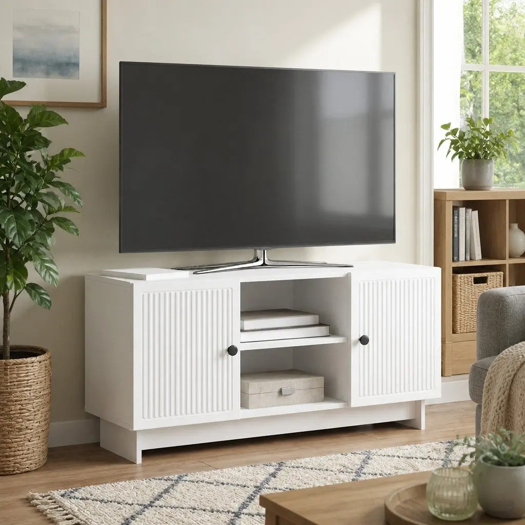 TV Cabinet Living Room 102 x 34.5 x 50 cm White Storage Unit