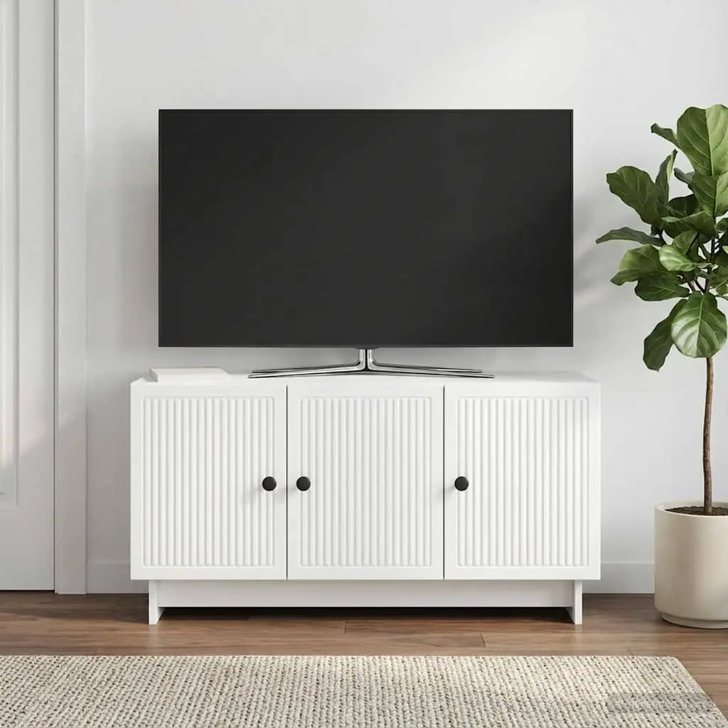 TV Cabinet White Modern Living Room Storage Unit 99 x 34.5 x 50 cm