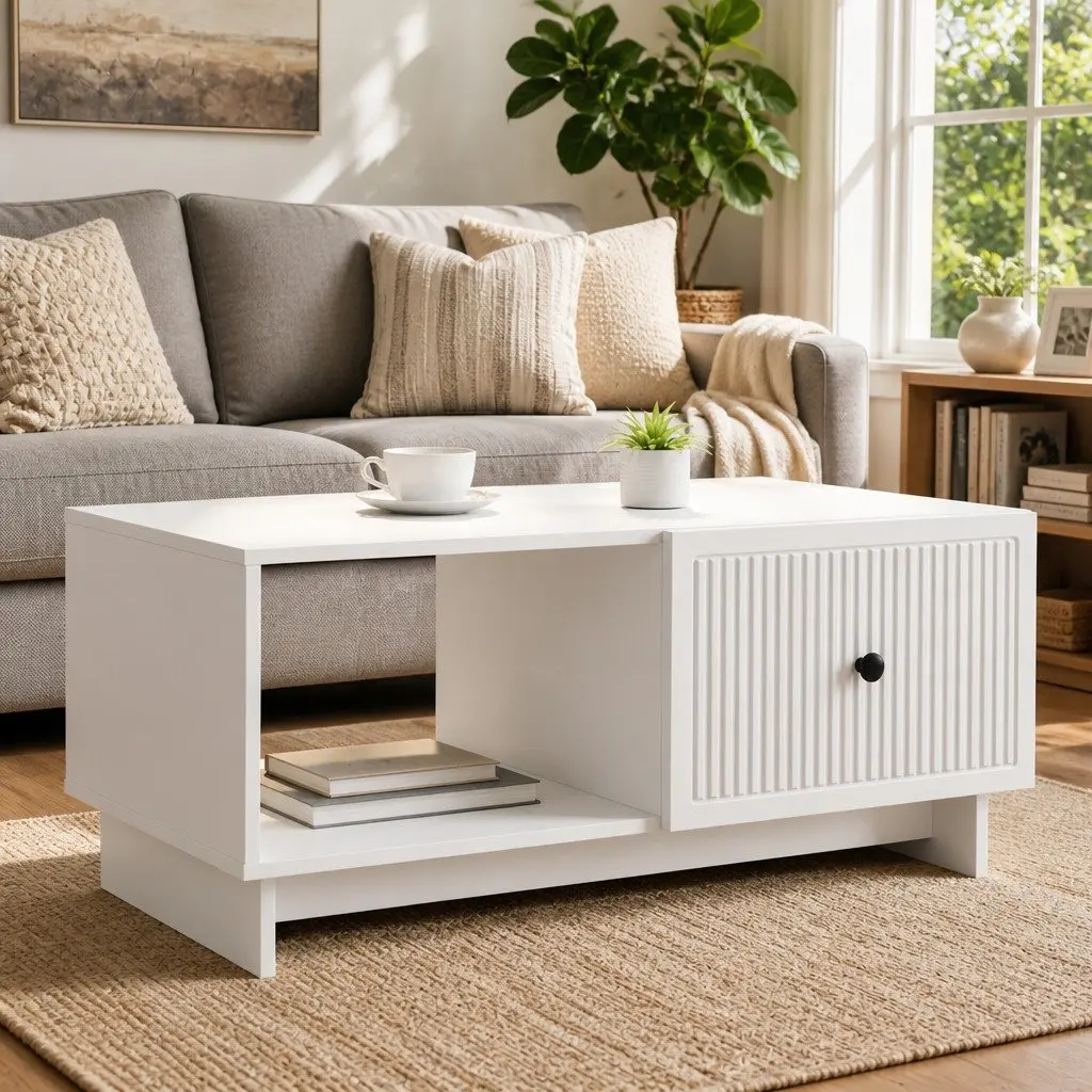 Rectangular Coffee Table 90 x 50 x 40 cm in White