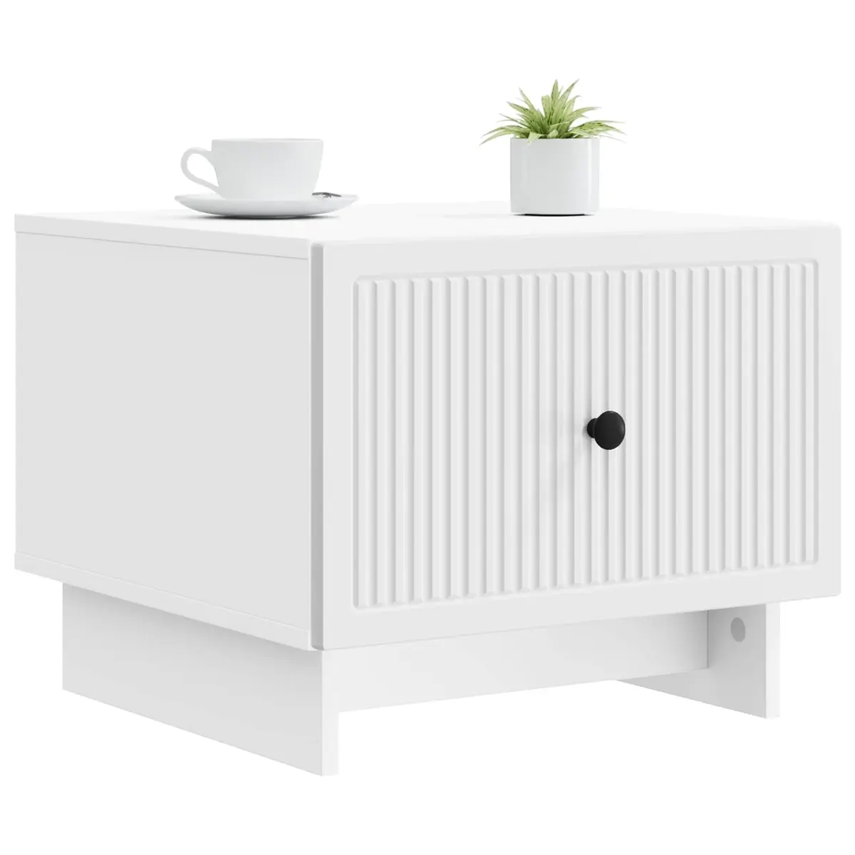 Coffee Table with Drawer White Stripe Border Modern Living Room Accent Furniture