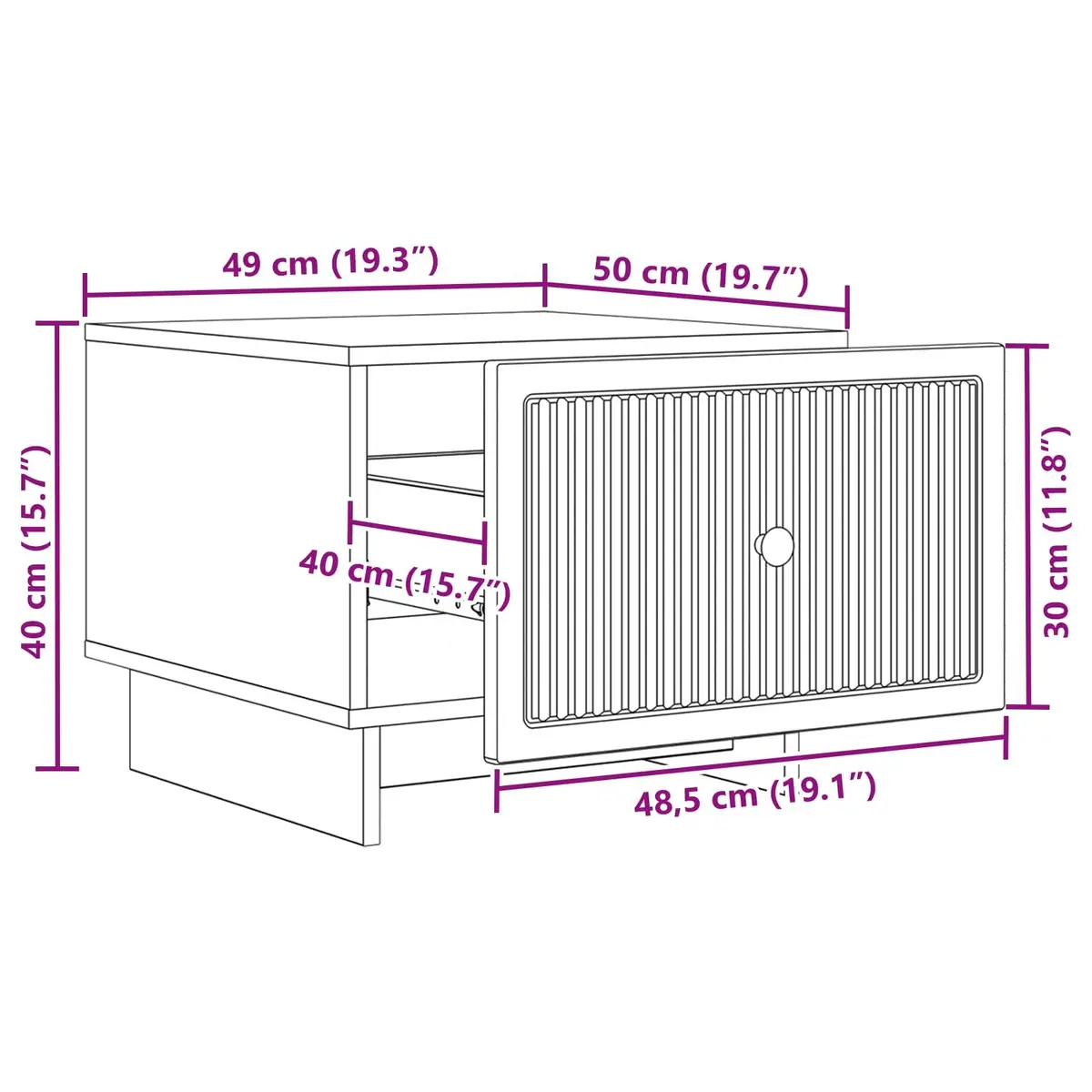 Coffee Table with Drawer White Stripe Border Modern Living Room Accent Furniture