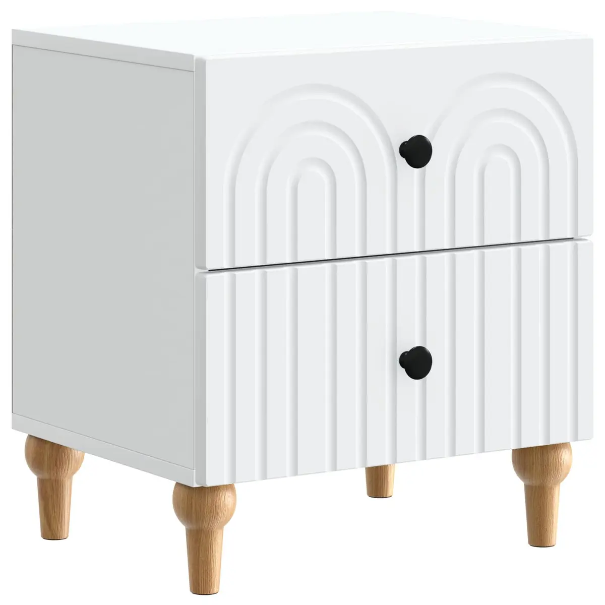 Bedside Cabinet White 43 x 34.5 x 48 cm Modern Storage Drawer Nightstand Table